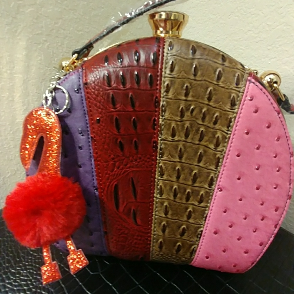 Sparkly Tropical PomPom Keychain